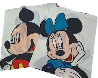 Disney Mickey Minnie Mouse Colorful Pillowcase Set 30 x 20 Cartoon Vintage