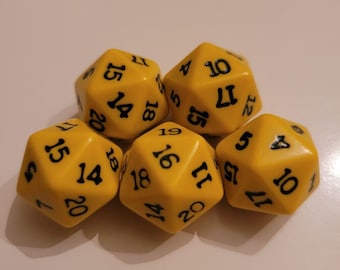 Yellow D20 Dice Replacement Game Piece Dicecapades Set 20 Sided