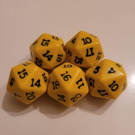 Yellow D20 Dice Replacement Game Piece Dicecapades Set 20 Sided - Etsy