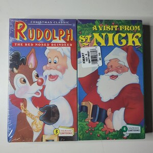 Christmas VHS Rudolph Santa Sealed Two Pack Vtg 90s Animated Cartoons Holidays