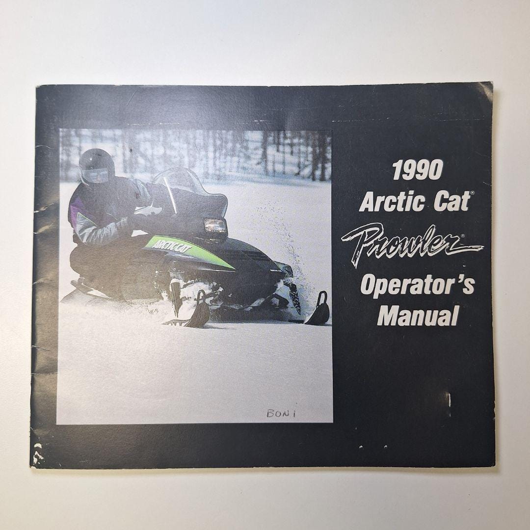 Arctic Cat Prowler Manual Book 1990 Operator Vintage Snowmobile