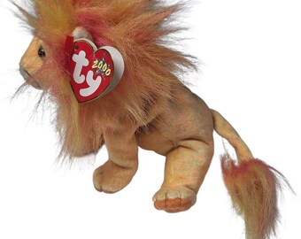 Ty Beanie Baby Bushy 2000 Lion Plush Orange Neon Cat Jungle