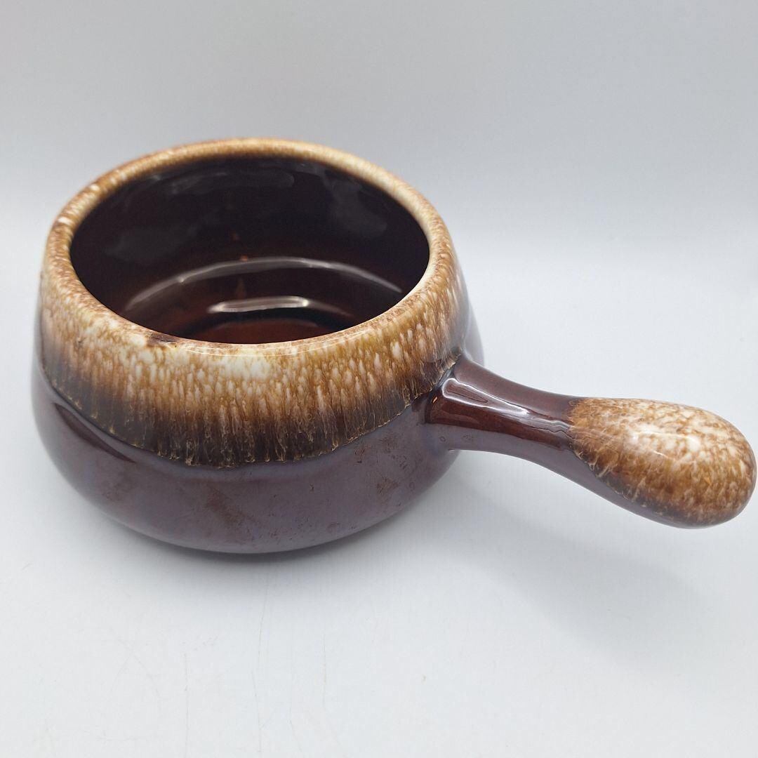 Mccoy Pottery Onion Soup Bowl Brown Drip Glaze Handle USA Vintage