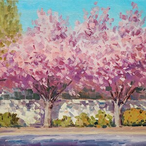 Blooming trees. Oil Painting on Canvas. Pacific northwest art