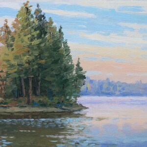 Lacamas Lake. Oil painting. Pacific northwest art