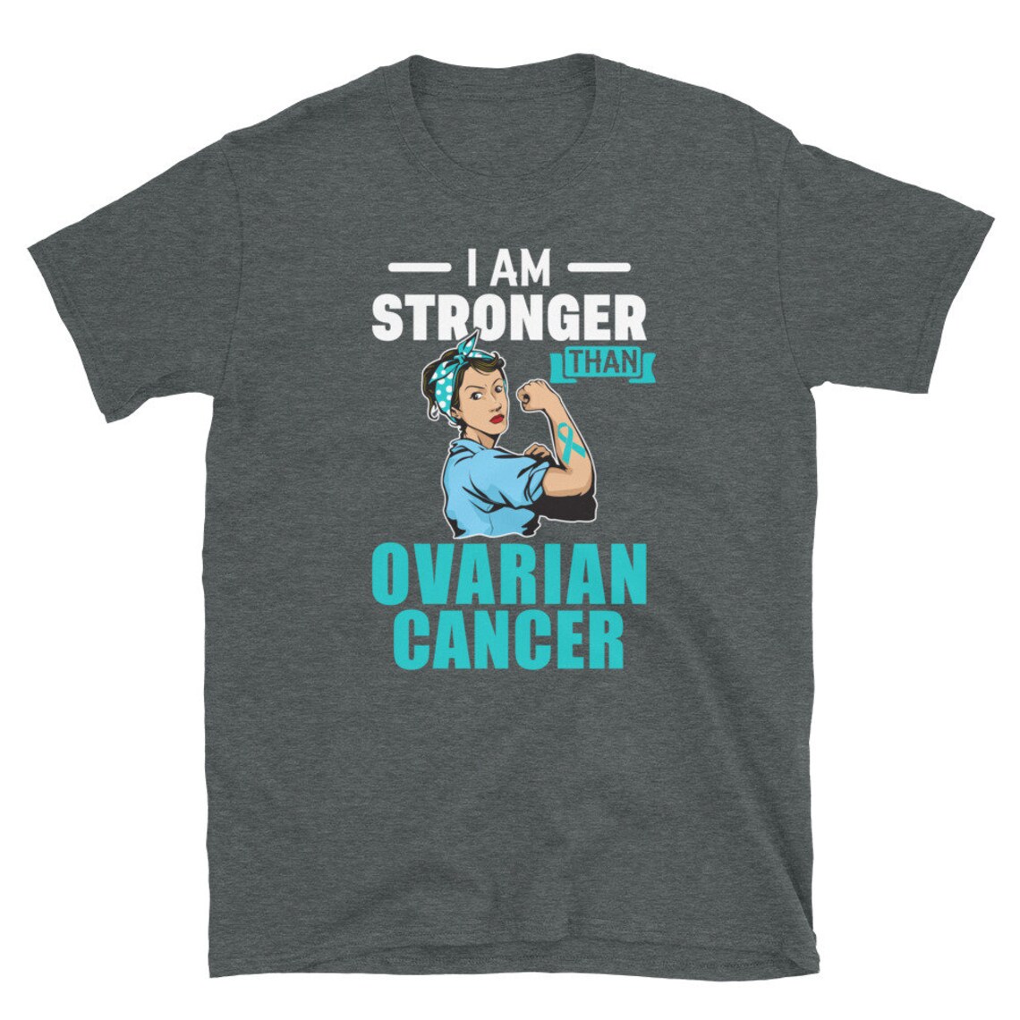 Womens Ovarian Cancer Shirt Teal Ribbon Ovarian Cancer Etsy
