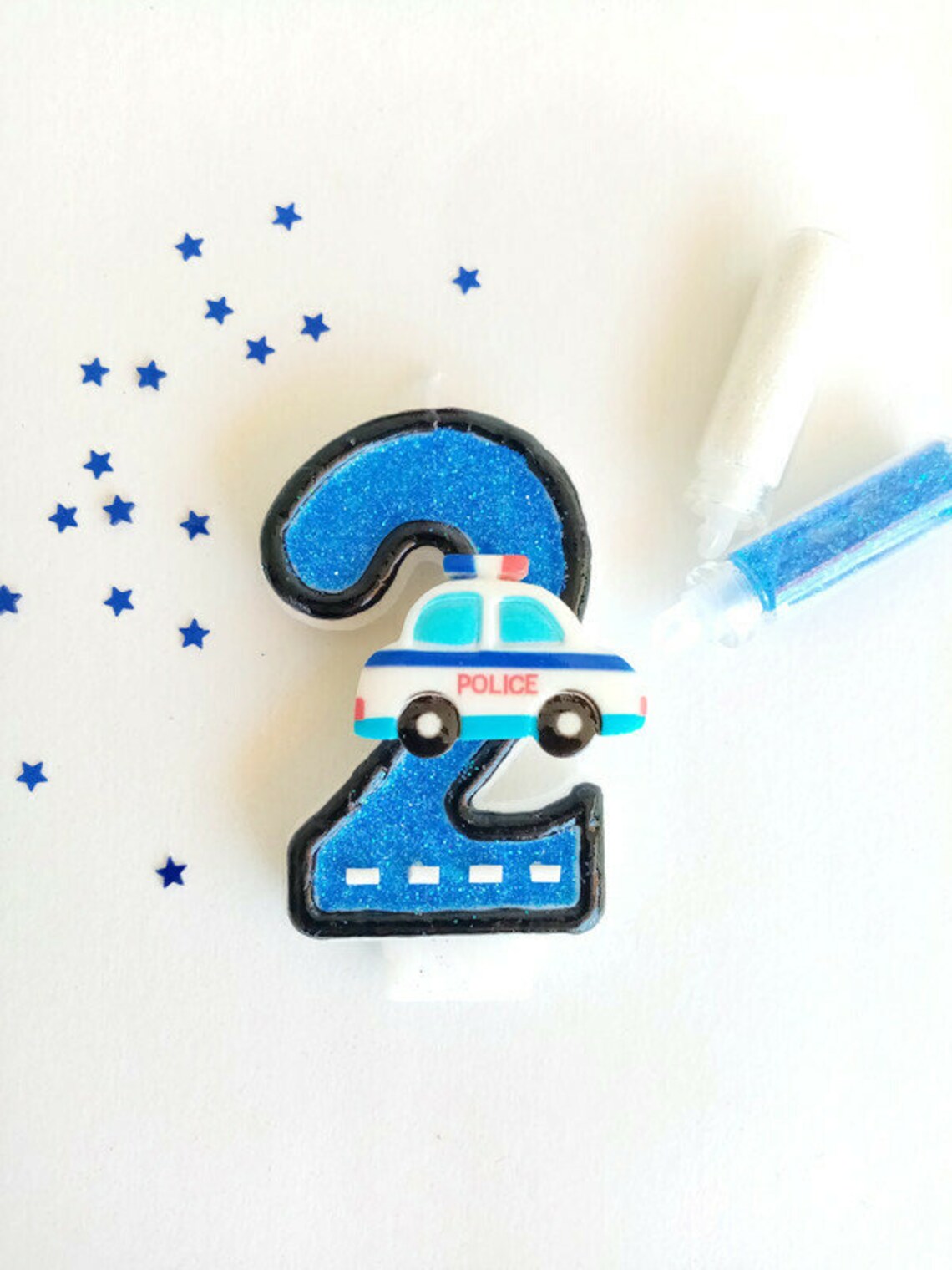 Police car birthday candle Custom candles Etsy