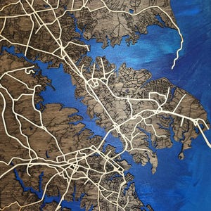 Annapolis & Chesahead Bay Holzkarte - Personalisierte Harzkunst