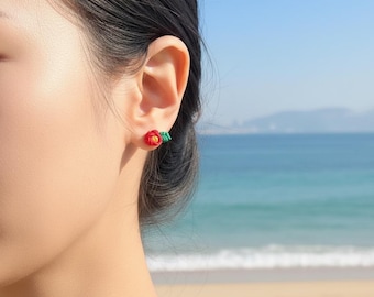 Handmade Camellia Flower Knot Earrings | Minimalist K-Fashion Dangle Earrings