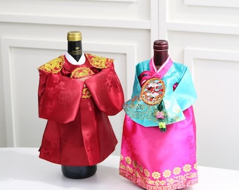 Luxury Korean Hanbok Wine Bottle Cover | Unique Corporate, Foreigner, Wedding Gift | K-Culture Home Decor