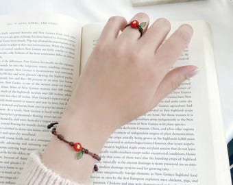 Flower Knot Bracelet & Ring Set | Korean Maedeup Polyester Cord Jewelry
