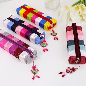 Korean Traditional 'Saekdong' Pencil Case, Pen Pouch | Hanbok Inspired Design | K-Pop/K-Drama Stationery Gift