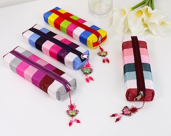 Korean Traditional 'Saekdong' Pencil Case, Pen Pouch | Hanbok Inspired Design | K-Pop/K-Drama Stationery Gift