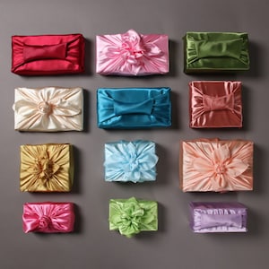 Confezione regalo in raso di seta tessuto Bojagi Furoshiki coreano asiatico involucro di Natale (10 pezzi)