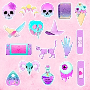 Creepy and Cute Pastel Goth Stickers