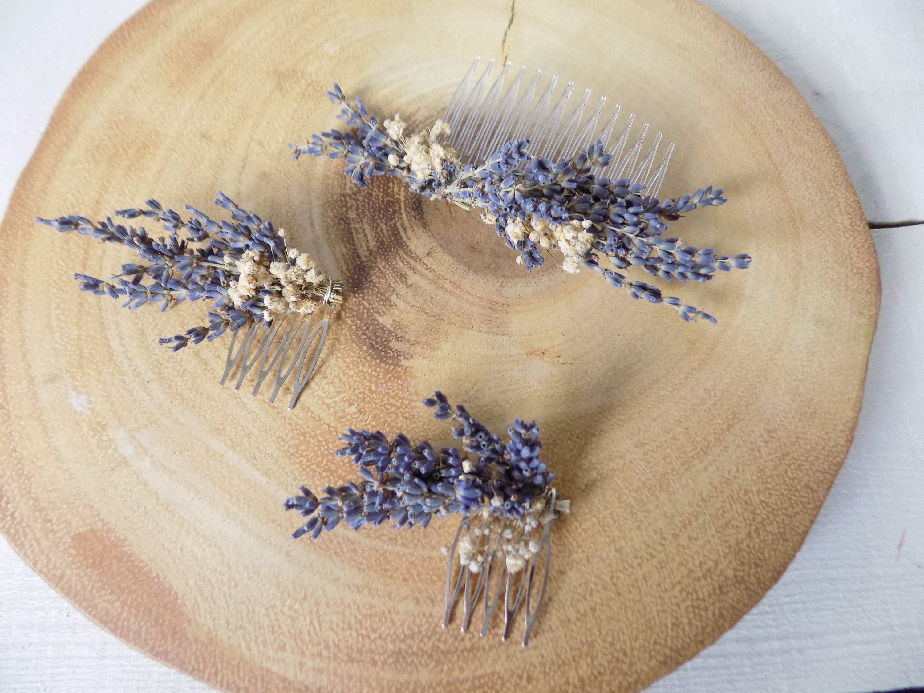 Dried Lavender Babies Breath Hair Comb / Dainty Wedding Floral Comb /  Bridal Hair Accessory / Dried Flowers Hair Pin Clip / Gift for Her -   Canada