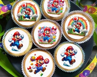 Muffin toppers, 20 pieces, Mario Luigi, 4 cm round