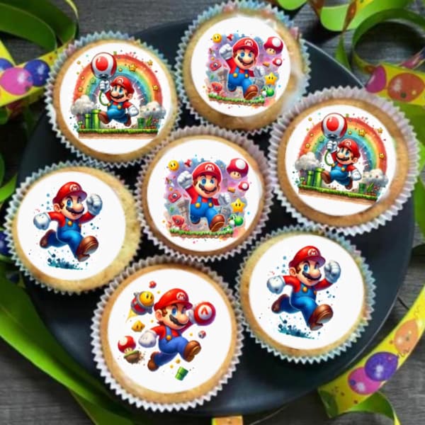 Muffinaufleger 20 Stück Mario Luigi 4cm rund