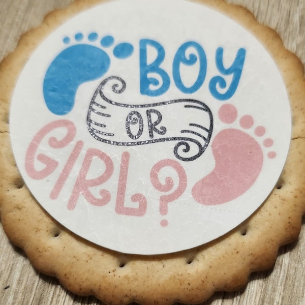 Cookie topper muffin topper baby shower gender reveal favor