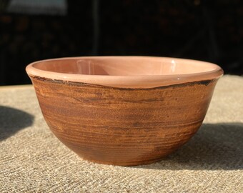 Rustic Brown Finish. Handmade Ceramic Bowl: Artisanal Pottery with Handcrafted Ornament, Perfect for Breakfast, Snacks, and Sauces.