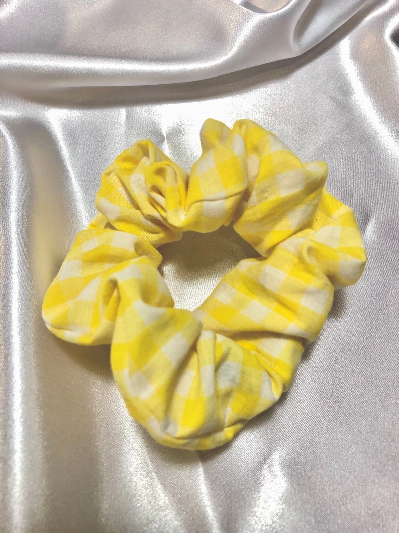 Yellow Checkered Scrunchie image 1