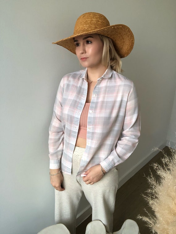 Vintage 60s // Pastel Plaid Shirt // Peter Pan Co… - image 1