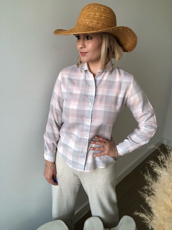 Vintage 60s // Pastel Plaid Shirt // Peter Pan Co… - image 2