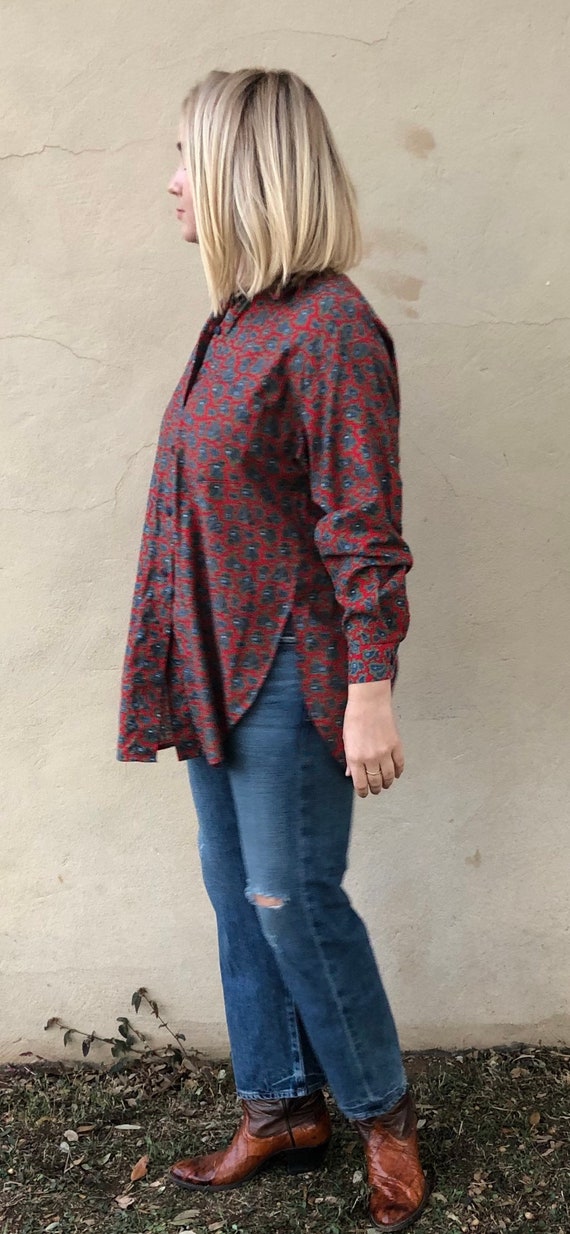 1990s Vintage // Handmade // Red Paisley Patterned