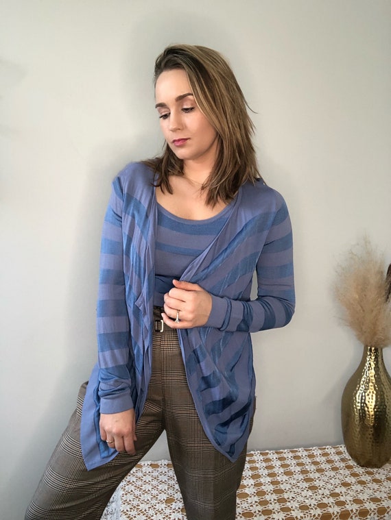 Rodier Blue Striped Blouse // Tonal Stripes // St… - image 1