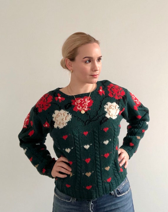 Vintage // Dark Green // Wool Sweater // Squared N