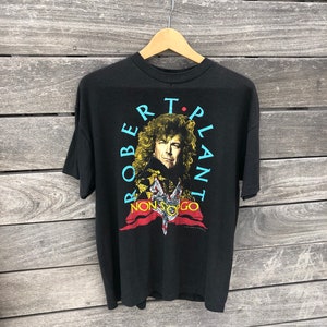Vintage 80s Robert Plant of Led Zeppelin, Non-Stop-Go tour black cotton tee