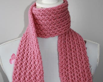 Child's Pink Scarf, Hand Knitted