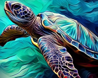 Schildkröte Kreuzstich Muster, PDF Instant Download, Tier Wasser Ozean Meer Aquatic X Stitch Pattern, moderne Kunst