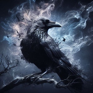 Crow Spirit Cross Stitch Pattern, PDF Instant Download, 18 Count Bird Magical Mystical X Stitch Pattern, Full Coverage, Counted Cross Stitch