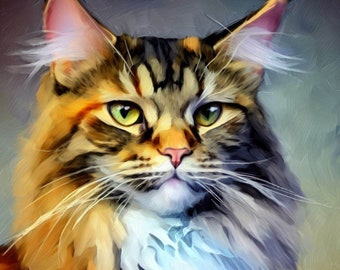 Maine Coon Cat Cross Stitch Pattern, PDF Instant Download, Feline, Cat, Pet Cross Stitch, 18 Count Pattern