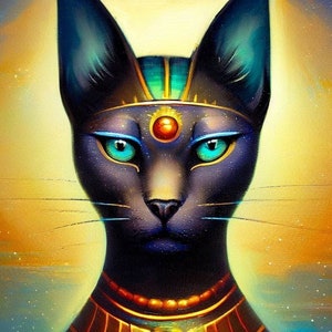 Bastet Cat Goddess Cross Stitch Pattern, PDF Instant Download, Ancient Egypt, Egyptian History Feline X Stitch, Hand Embroidery Pattern