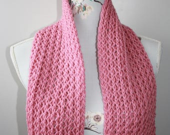 Pink Scarf, Hand Knitted