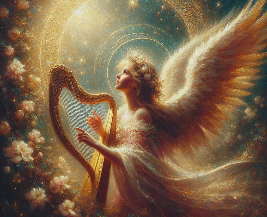Angel playing a harp - Etsy 日本