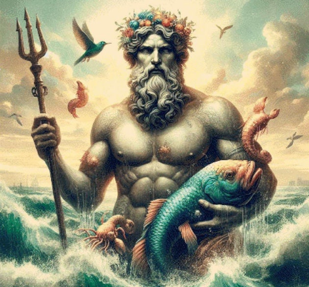 Neptune Roman God of the Sea Cross Stitch Pattern, PDF Instant Download ...