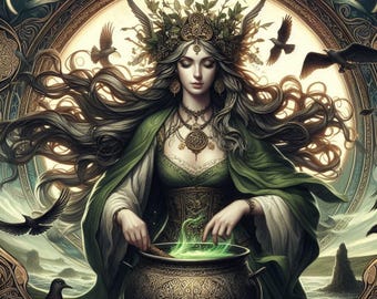 Cerridwen Welsh Goddess of Magic, Wisdom, rebirth and transformation Cross Stitch Pattern, PDF Instant Download, Full Coverage, X Stitch