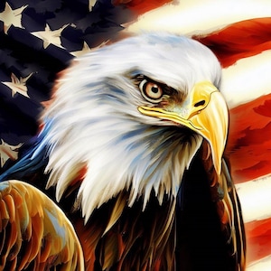 American Eagle Cross Stitch Pattern, PDF Instant Download, Bird of Prey, Nature, American Flag, Stars and Stripes Cross Stitch, X Stitch