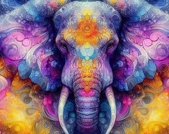 Schema punto croce elefante, PDF download immediato, copertura completa, motivo a X contato con animali colorati della fauna selvatica