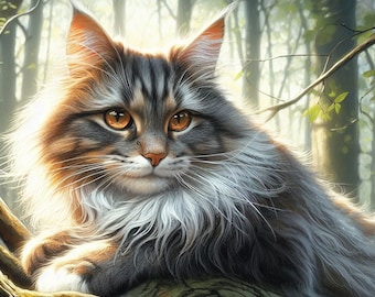 Norwegian Forest Cat Cross Stitch Pattern, Full Coverage (PDF Download)