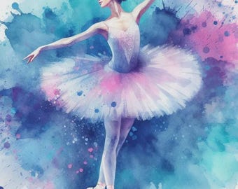 Ballerina Cross Stitch Pattern, PDF Instant Download, Full Coverage, Ballet Dancer Painting Counted X Stitch Pattern