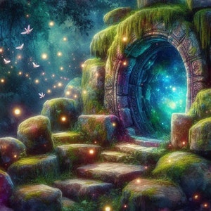 Fairy Portal Cross Stitch Pattern, PDF Instant Download, Full Coverage, Mystical Magical Fae Counted X Stitch Pattern, Hand Embroidery