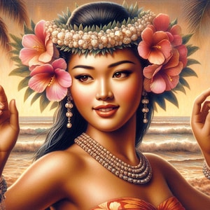 Hawaiian Woman Cross Stitch Pattern, PDF Instant Download, Full Coverage, Hawaii Counted X Stitch Pattern, Hand Embroidery Pattern