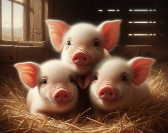 3D クロスステッチ PDF パターン - 三匹の子豚。装飾用のおもちゃ