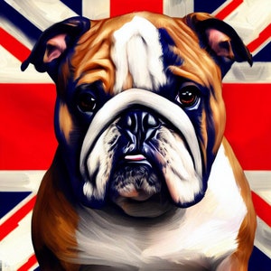 British Bulldog Cross Stitch Pattern, PDF Instant Download, Dog, Pet, Union Jack Cross Stitch, DMC Thread Aida, X Stitch, Hand Embroidery
