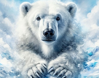 Polar Bear Cross Stitch Pattern, PDF Instant Download, Full Coverage, Animal Predator Snow Counted X Stitch Pattern