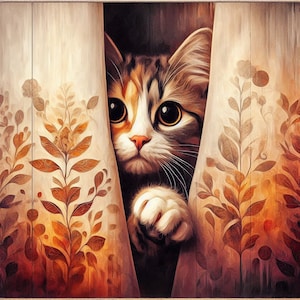 Peek a Boo Cat Cross Stitch Pattern, PDF Instant Download, Modern Art X Stitch, Full Coverage, Counted Cross Stitch, Hand Embroidery Pattern